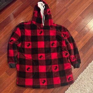 Red and Black Checkered Hooded Blanket